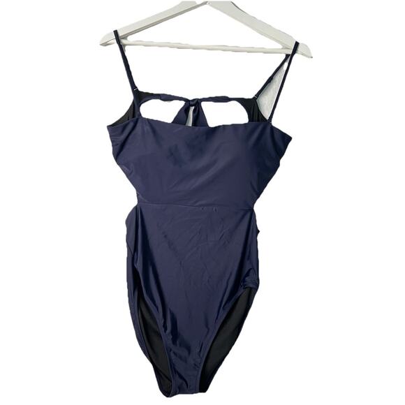 J crew CutOut Tie Back One piece Swim Size 8 Navy Blue - Picture 1 of 8